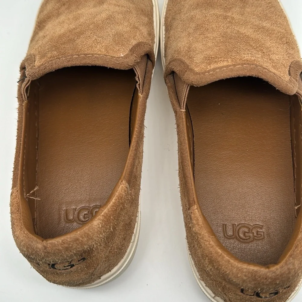 UGG Women's Jass Leather Brown Tan Suede Slip-On Sneakers Shoes‎ Size 7.5